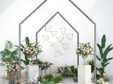 Modern wedding floral plant photo area