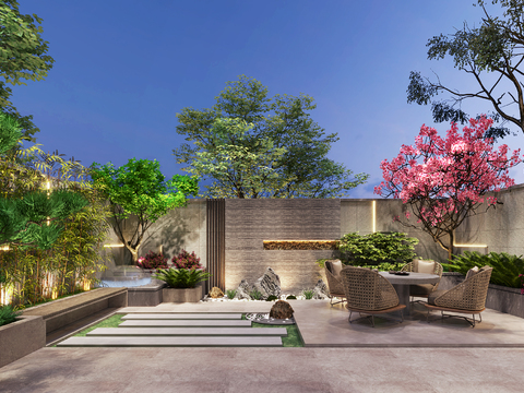 New Chinese Villa Courtyard Garden