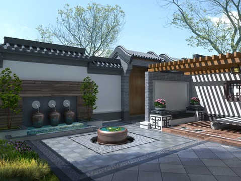 Chinese Courtyard View Free