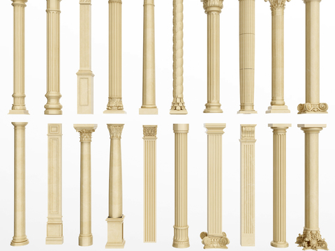 European carved Roman column 3 model