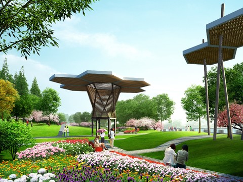 Modern Flower Park Garden psd