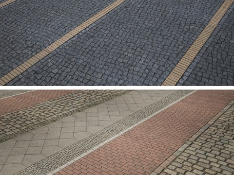 Modern stone brick road pavement