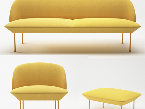 Nordic Yellow Fabric Multiplayer Sofa