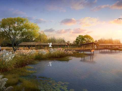 modern wetland landscape psd