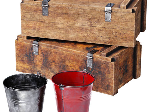 Industrial Wind Wooden Box Water Bucket