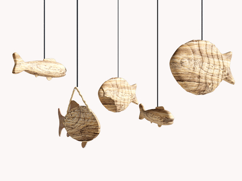 Natural wind wooden decorative fish pendant