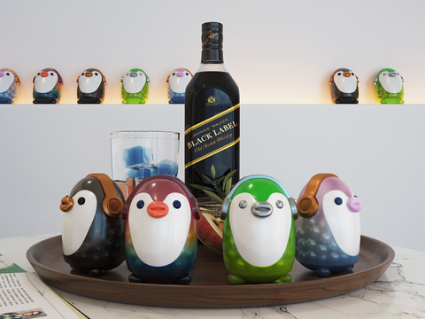 Modern Penguin Hand Wine Bottle Ornaments