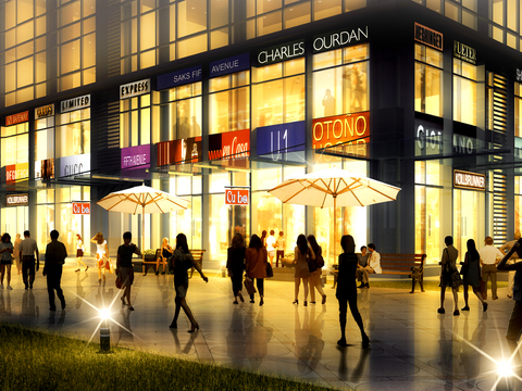 modern commercial street night scene psd