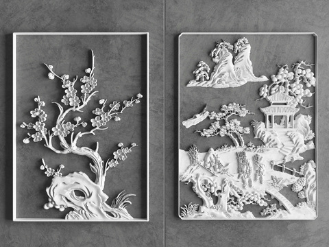 Chinese landscape stone carving relief