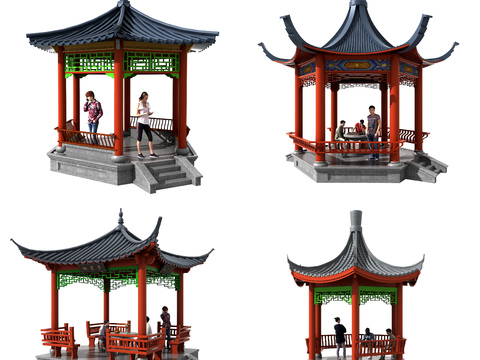 Chinese ancient building pavilion combination