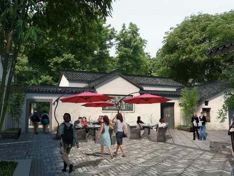 Chinese ancient commercial street psd