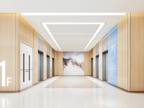 modern hospital elevator hall