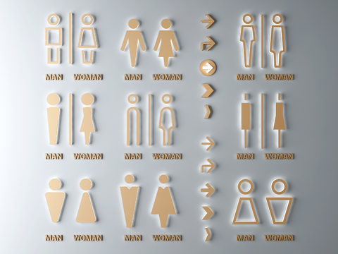 Modern Public Toilet Signs Guide Signs