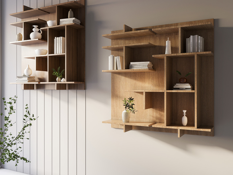 Modern Solid Wood Wall Cabinet Bookshelf