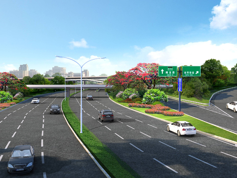 modern meilong road road bridge psd