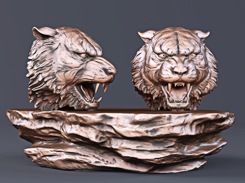 Modern beast tiger head sculpture