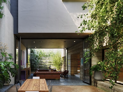 Modern Villa Courtyard Garden