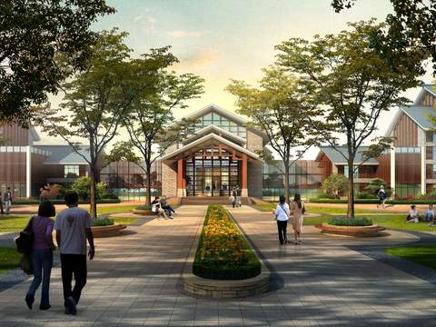 modern clubhouse main entrance square psd