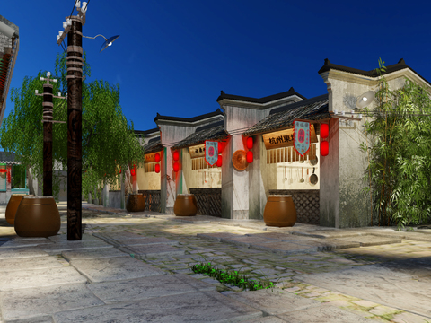 Chinese-style Jiangnan Ancient Town Commercial Street