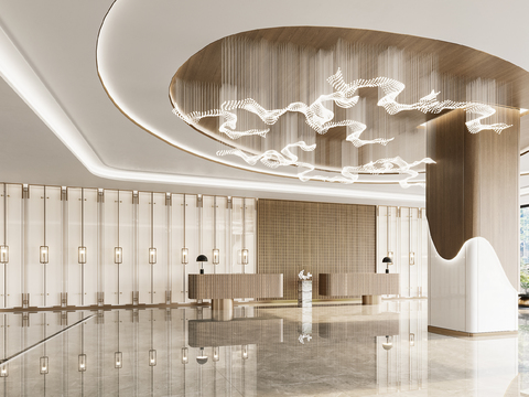 Modern Hotel Lobby Reception Desk