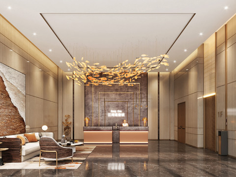 Modern Affordable Luxury Style Hotel Lobby Front Desk