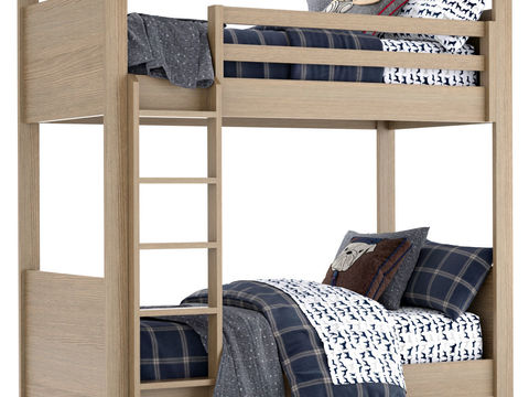 Modern solid wood bunk bed for children