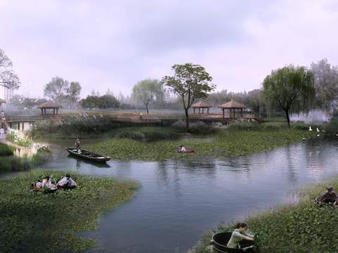 modern wetland park landscape psd