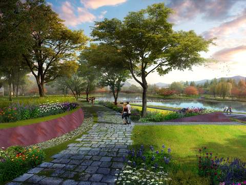 Modern Wetland Park Landscape psd