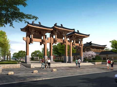 Chinese Chinese Ancient Architecture landscape psd