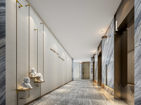 Modern Hotel Corridor Elevator Hall