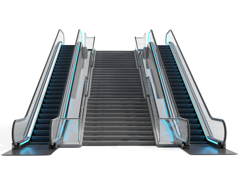 Modern shopping mall escalator