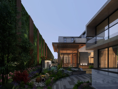 Modern Villa Courtyard Garden