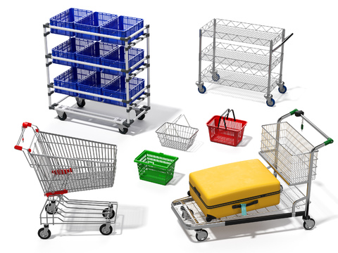 Modern Supermarket Shopping Cart Trolley