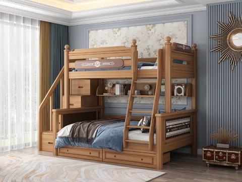 American solid wood upper and lower kids Bed