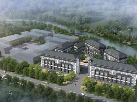 modern industrial park bird's-eye view psd