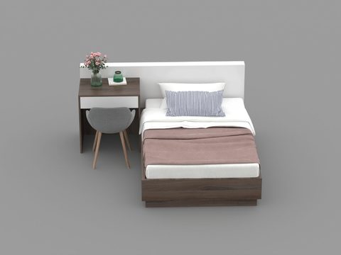 Nordic simple solid wood fabric kids Bed for free