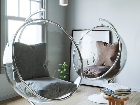 Modern transparent glass hanging chair