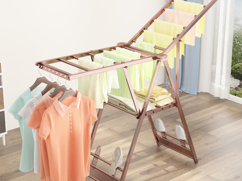 Modern Metal Floor-Standing Folding Clothes Bar