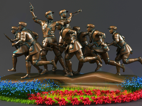 Modern Red Army Revolutionary Copper Sculpture