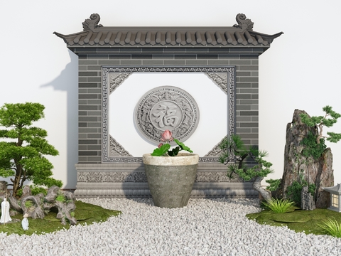 New Chinese-style Shadow Wall Landscape Setches