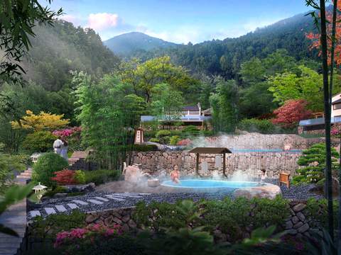 modern hot spring courtyard garden psd