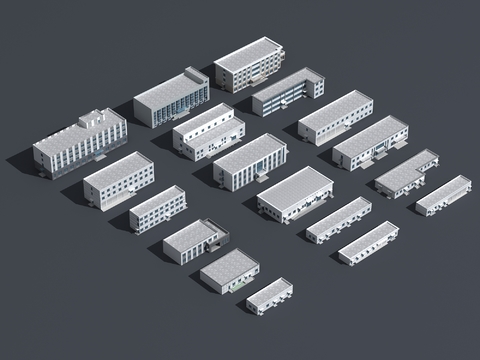 Appearance of modern factory complex building with rooms