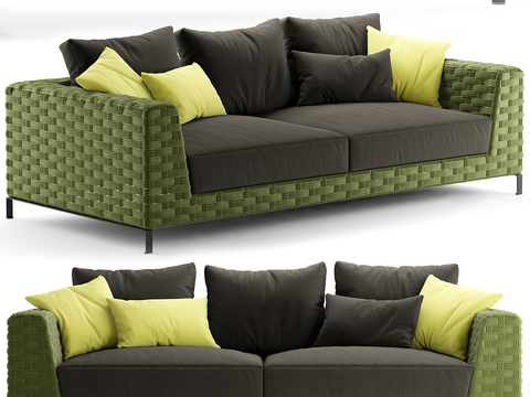 Modern Rattan Outdoor Double Sofa