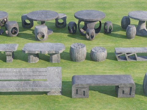 Outdoor leisure table and chair stone bench