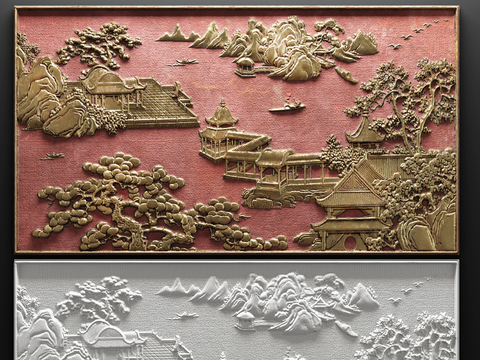 New Chinese Landscape Metal Relief