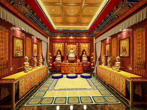 Chinese Temple Buddhist Hall Tibetan Sutra Hall