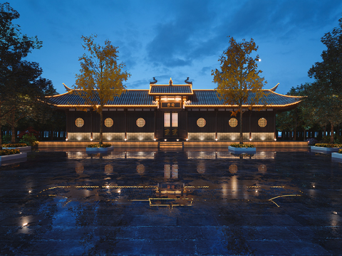 Night view of Chinese ancient restaurant