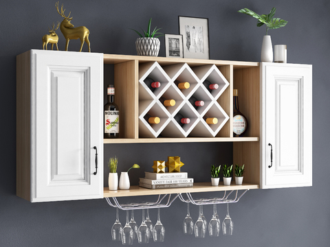 Modern Wall Cabinet Hanging Wine Rack