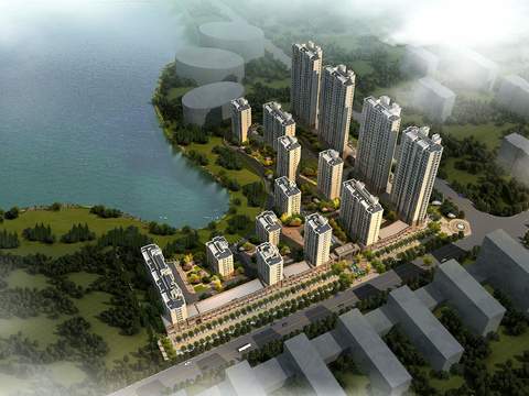 modern seaside residential building exterior bird's eye view psd