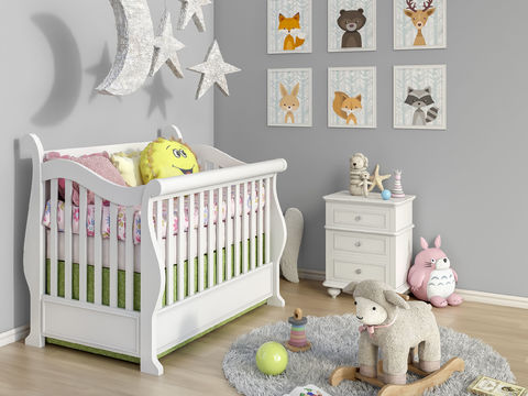 Modern Baby Bed Toy Side Cabinet Free